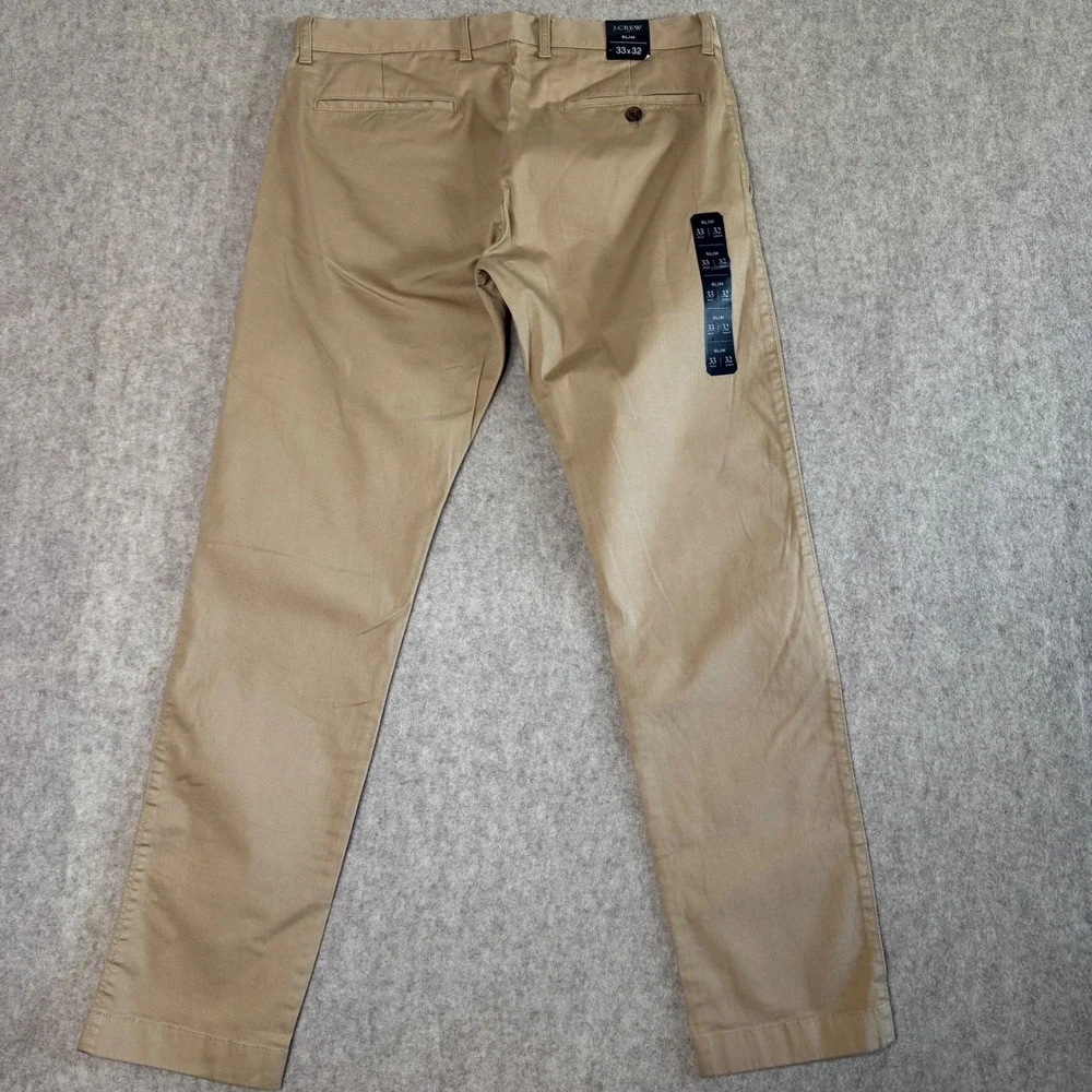 NWT J.Crew Slim Fit Chino Pants Mens 33x32 Khaki Casual Business Cotton